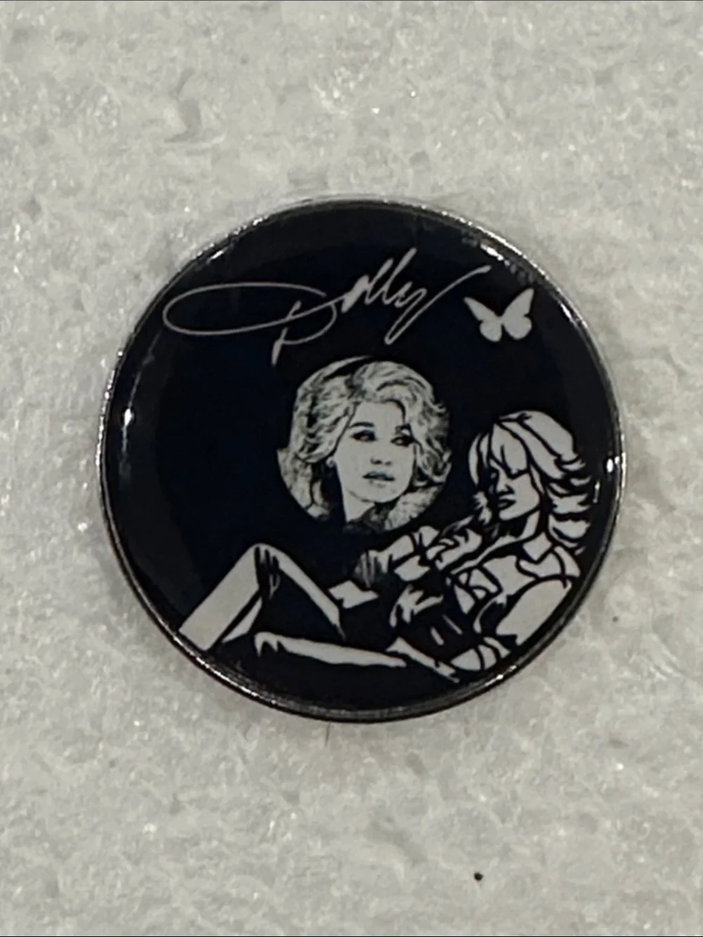 Black Dolly Parton Enamel Pin - Signature Design